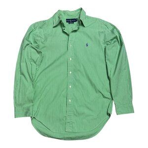 POLO RALPH LAUREN Striped Green Business Casual Button Dress Shirt Mens Medium